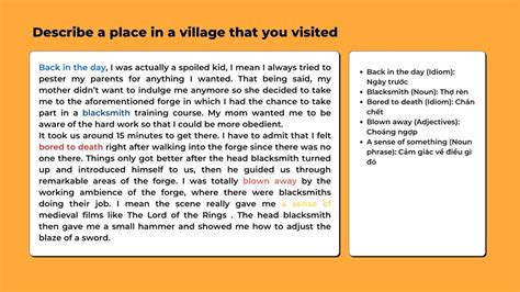 describe a village|Describe a place in a village that you visited IELTS cue card.